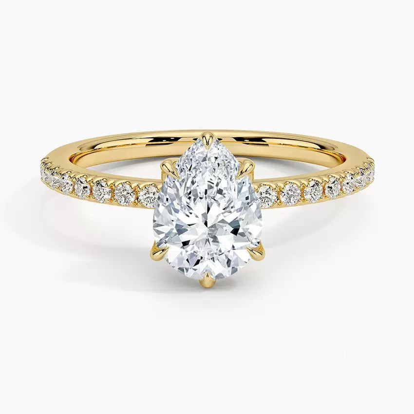 Moissanite Wedding Rings in Simple Styles, made of S925 Sterling Silver Plated with 18k Gold, Round, Heart, Oval, Emerald-cut, Marquise shapes