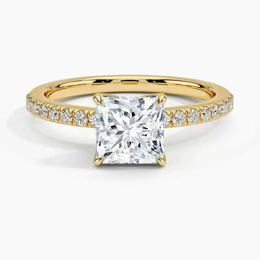 Moissanite Wedding Rings in Simple Styles, made of S925 Sterling Silver Plated with 18k Gold, Round, Heart, Oval, Emerald-cut, Marquise shapes