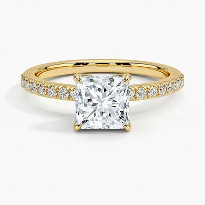 Moissanite Wedding Rings in Simple Styles, made of S925 Sterling Silver Plated with 18k Gold, Round, Heart, Oval, Emerald-cut, Marquise shapes