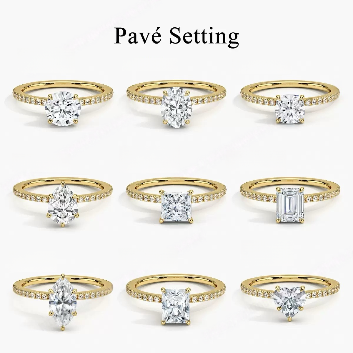 Moissanite Wedding Rings in Simple Styles, made of S925 Sterling Silver Plated with 18k Gold, Round, Heart, Oval, Emerald-cut, Marquise shapes