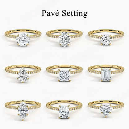 Moissanite Wedding Rings in Simple Styles, made of S925 Sterling Silver Plated with 18k Gold, Round, Heart, Oval, Emerald-cut, Marquise shapes