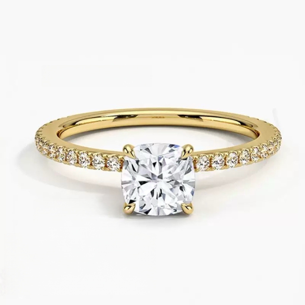 Moissanite Wedding Rings in Simple Styles, made of S925 Sterling Silver Plated with 18k Gold, Round, Heart, Oval, Emerald-cut, Marquise shapes