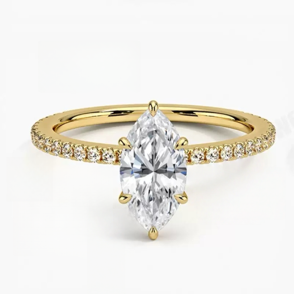 Moissanite Wedding Rings in Simple Styles, made of S925 Sterling Silver Plated with 18k Gold, Round, Heart, Oval, Emerald-cut, Marquise shapes