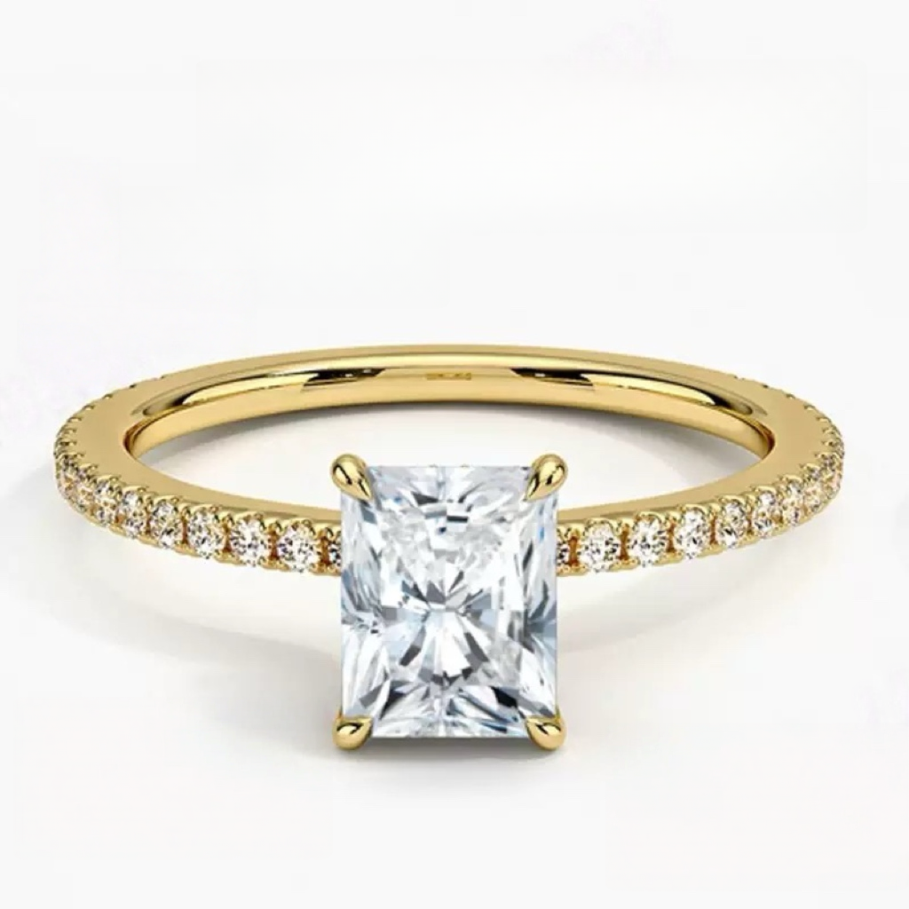 Moissanite Wedding Rings in Simple Styles, made of S925 Sterling Silver Plated with 18k Gold, Round, Heart, Oval, Emerald-cut, Marquise shapes