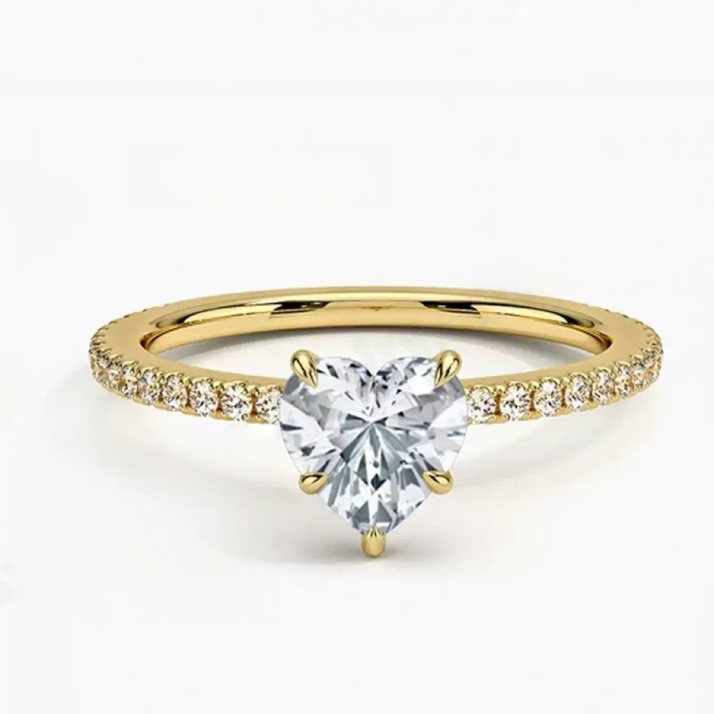 Moissanite Wedding Rings in Simple Styles, made of S925 Sterling Silver Plated with 18k Gold, Round, Heart, Oval, Emerald-cut, Marquise shapes
