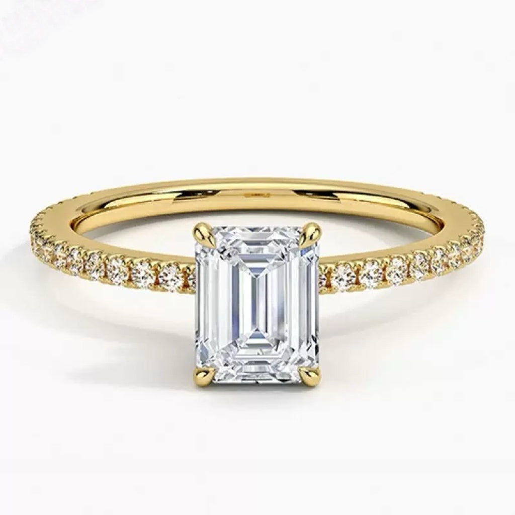 Moissanite Wedding Rings in Simple Styles, made of S925 Sterling Silver Plated with 18k Gold, Round, Heart, Oval, Emerald-cut, Marquise shapes