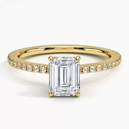 Moissanite Wedding Rings in Simple Styles, made of S925 Sterling Silver Plated with 18k Gold, Round, Heart, Oval, Emerald-cut, Marquise shapes