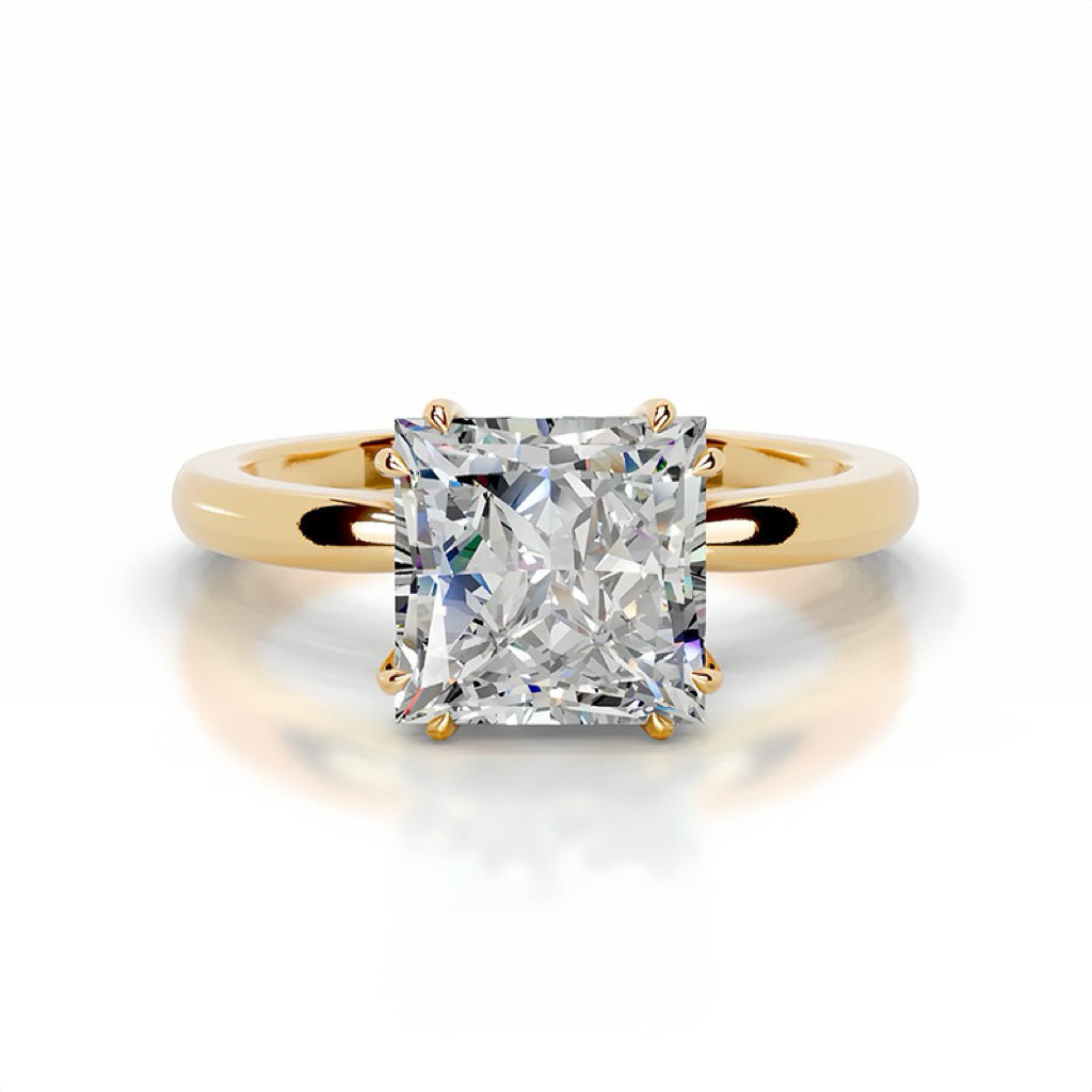 Double-Prong Setting Moissanite Riing Engagement Ring with S925 Silver Proposal Ring