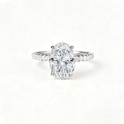 4 Carat Oval Cut Moissanite Elegant Wedding Ring S925 Sterling Silver with GRA Certificate