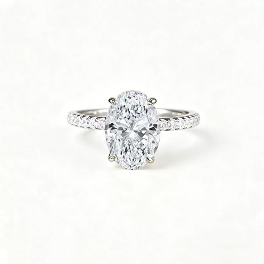 4 Carat Oval Cut Moissanite Elegant Wedding Ring S925 Sterling Silver with GRA Certificate