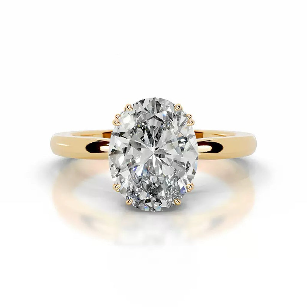 Double-Prong Setting Moissanite Riing Engagement Ring with S925 Silver Proposal Ring