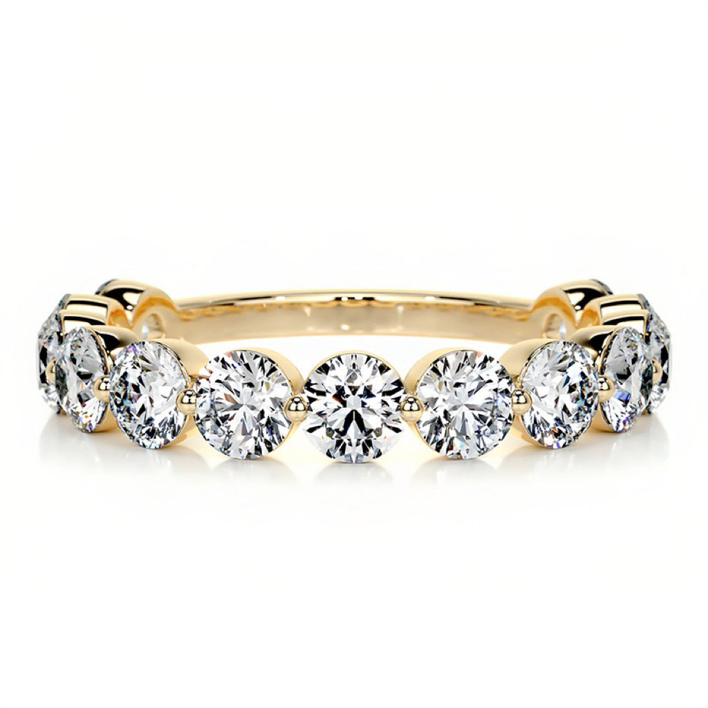 10/20/30/50-Point Full-Set Stackable Fashion S925 Silver Moissanite Ring 18K Gold