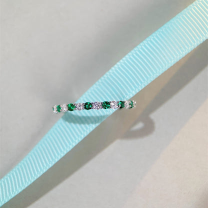 S925 Ring with Colored Gemstones Daily Design Fashion Full-set Ring
